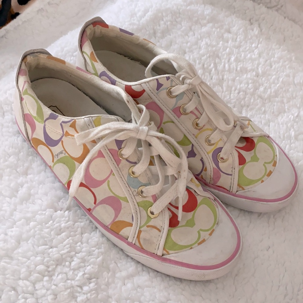 Coach colorful/rainbow Barrett sneakers.